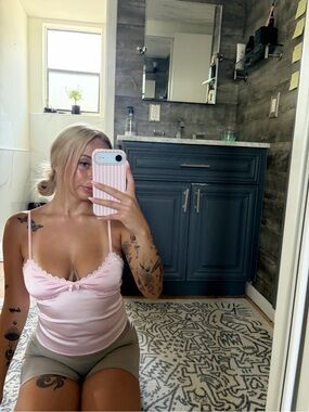 Edikted Pink Satin Lace Crop Top XS